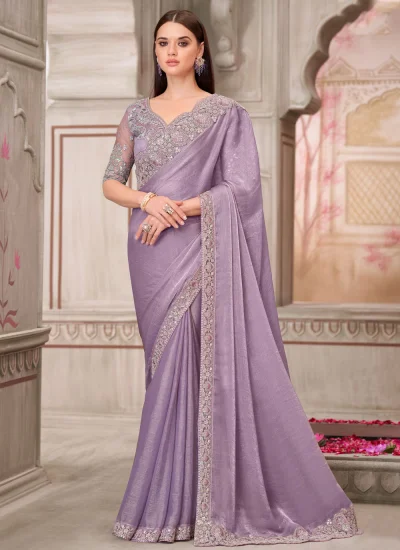 Classic Saree Sequins Silk in Lavender