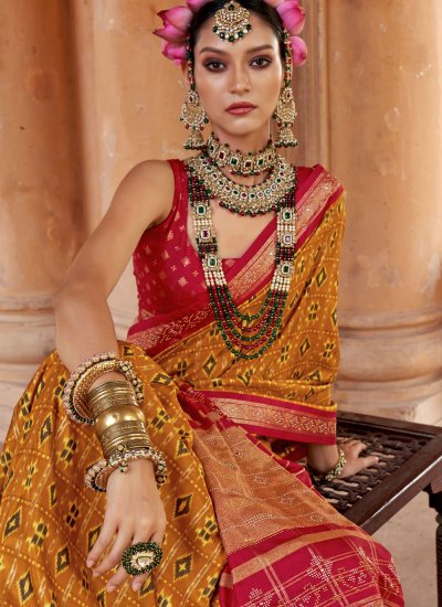 Classical Mustard Patola Print Designer Saree
