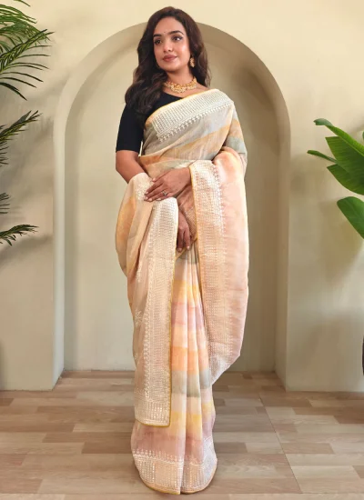 
                            Classy Organza Sangeet Classic Saree
