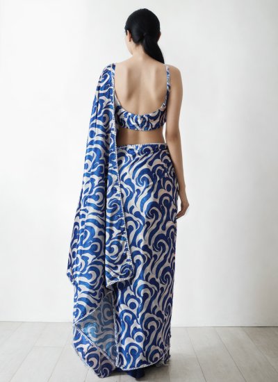 Competent Border Blue Trendy Saree 
                            Competent Border Blue Trendy Saree