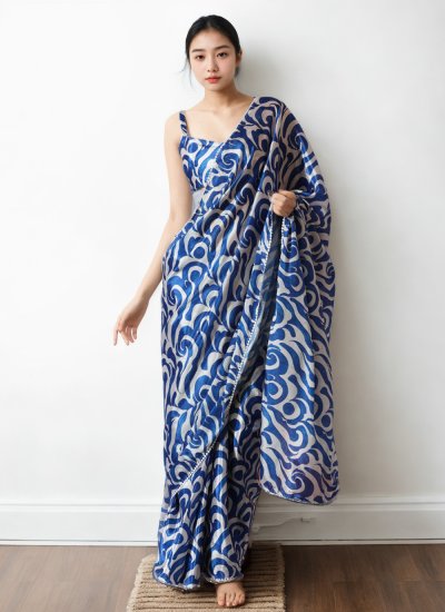 Competent Border Blue Trendy Saree