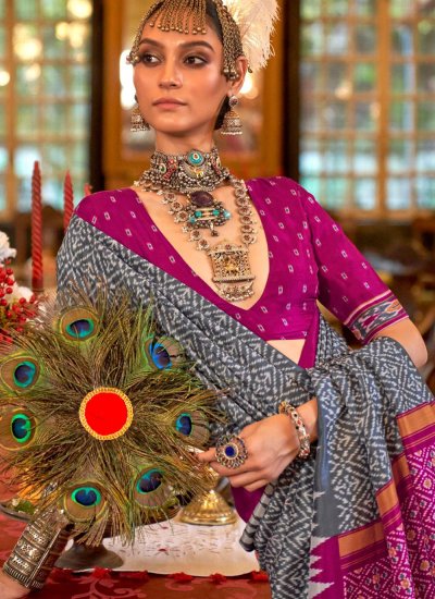 Contemporary Saree Zari Silk in Grey