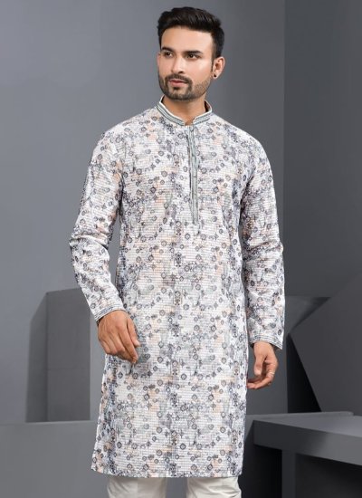 
                            Cotton Silk Kurta Pyjama in Multi Colour