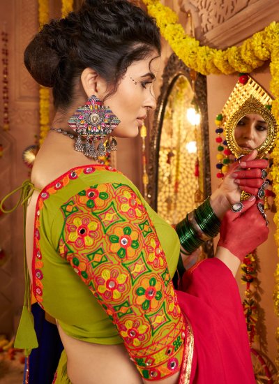 
                            Cotton Thread Green Readymade Lehenga Choli
