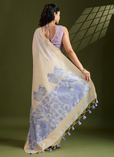 
                            Cotton Weaving Cream Classic Saree