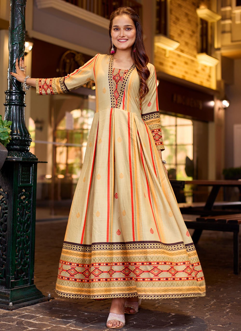 Cream Festival Rayon Gown Cream Festival Rayon Gown