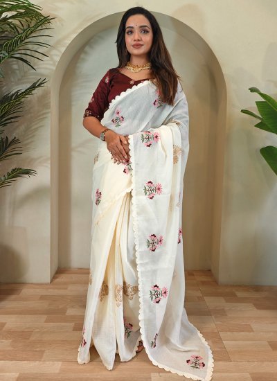 Cream Kota Doriya Casual Classic Saree