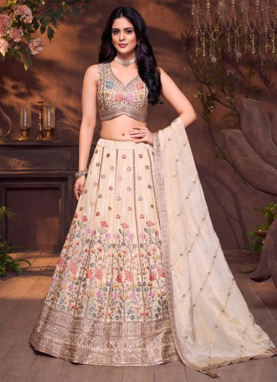 Dilettante Cream Georgette Lehenga Choli