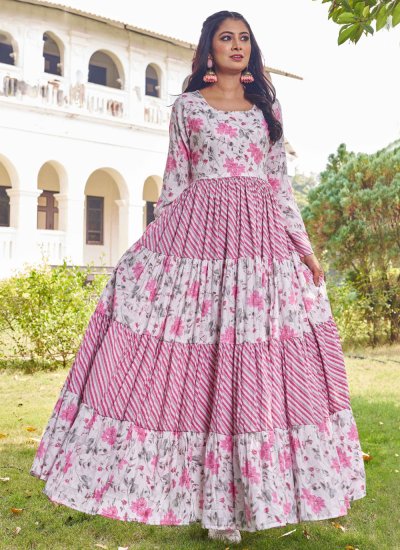 Frock Style Maxi Dress Under 500 Rs Casual, Summer Pink And Majenta Color  Cotton Fabric Dress