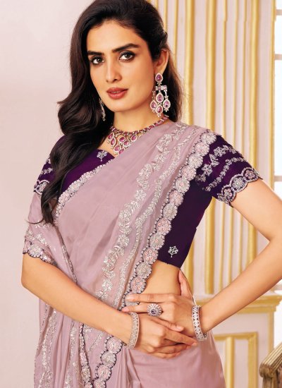 
                            Elite Embroidered Pink Classic Saree