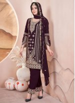 Embroidered Georgette Readymade Salwar Kameez in Purple Embroidered Georgette Readymade Salwar Kameez in Purple