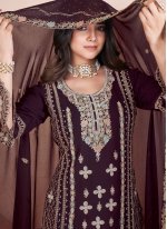 Embroidered Georgette Readymade Salwar Kameez in Purple Embroidered Georgette Readymade Salwar Kameez in Purple
