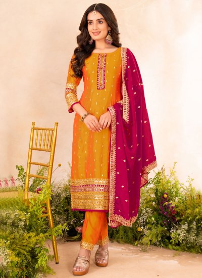 Enchanting Silk Embroidered Readymade Salwar Kameez