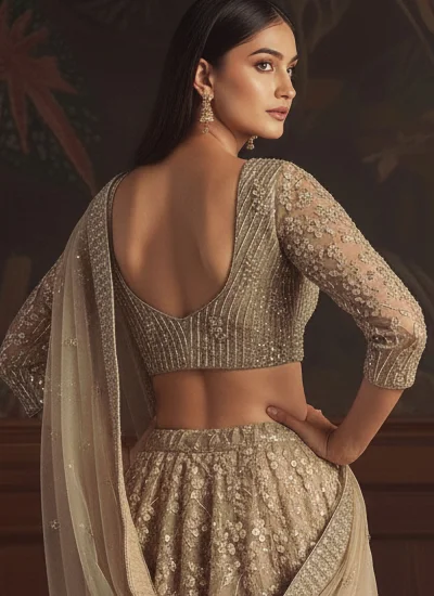 
                            Engrossing Sequins Net Lehenga Choli