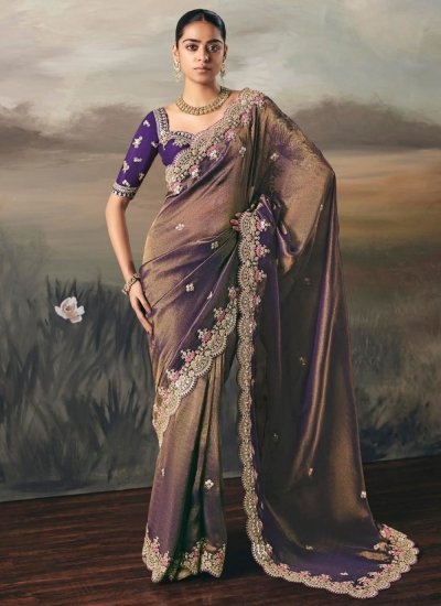 Enticing Tissue Purple Traditional Saree