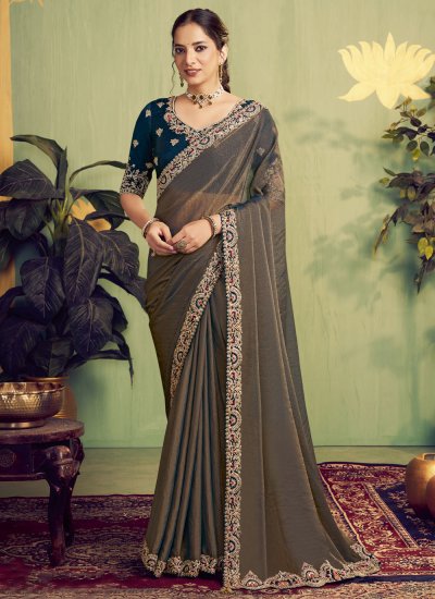 Excellent Satin Brown Traditional Saree