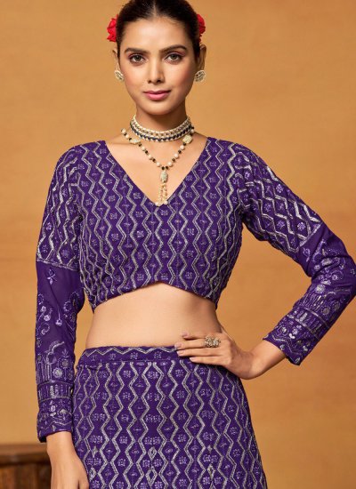 
                            Faux Georgette Trendy Lehenga Choli in Violet