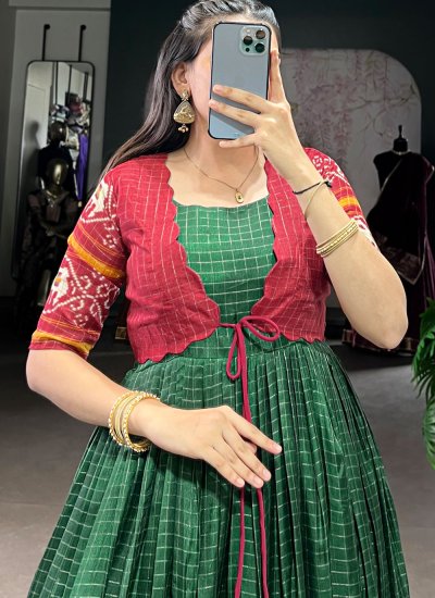 Fine Fancy Fabric Patola Print Floor Length Gown