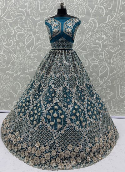 
                            Firozi Engagement Net Lehenga Choli