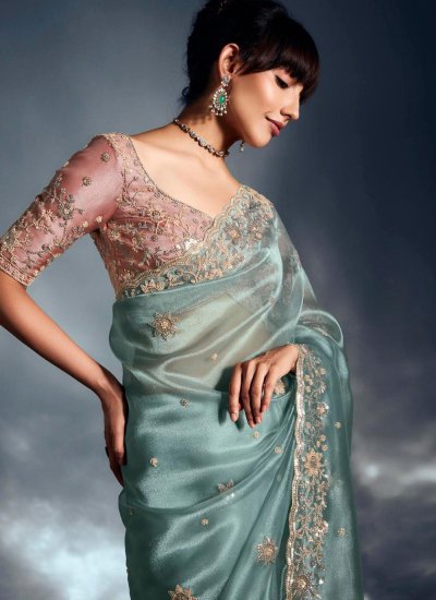 Flawless Sequins Sangeet Traditional Saree