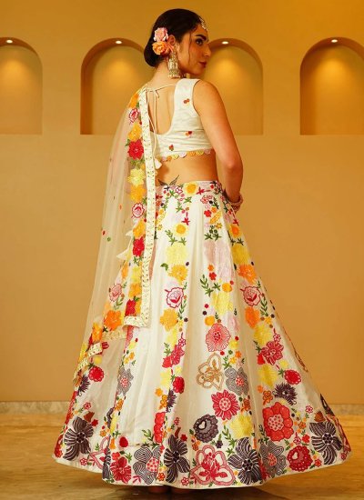 
                            Georgette A Line Lehenga Choli in Off White