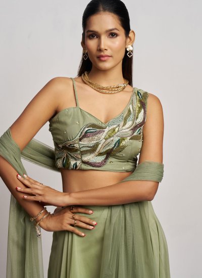 Georgette Green Sharara Set