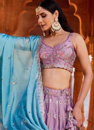 
                            Georgette Trendy Lehenga Choli in Lavender