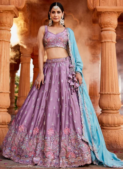 Georgette Trendy Lehenga Choli in Lavender