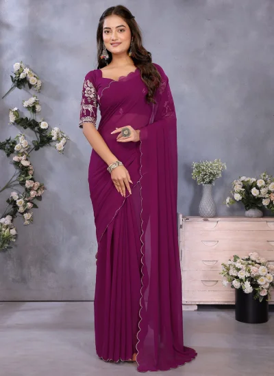 Georgette Trendy Saree in Purple