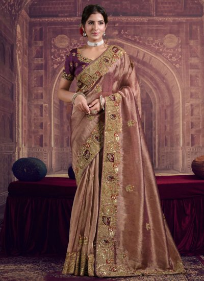Glossy Wine Sequins Trendy Saree