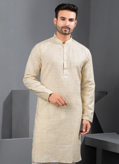 
                            Gold Khadi Kurta Pyjama