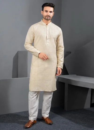 Gold Khadi Kurta Pyjama