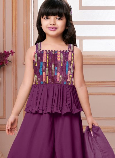 
                            Gratifying Pure Crepe Purple Readymade Salwar Kameez