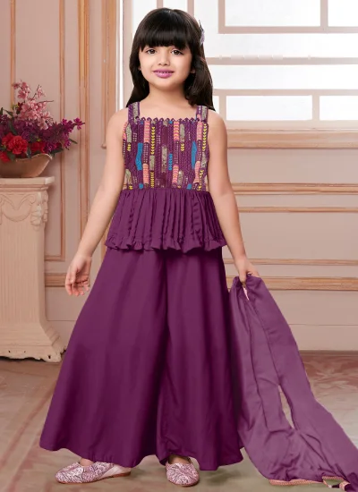 Gratifying Pure Crepe Purple Readymade Salwar Kameez