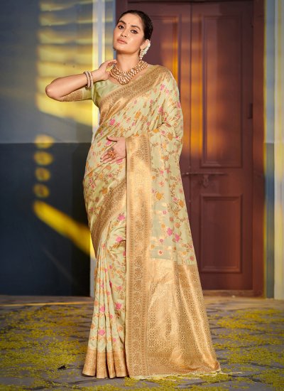 Green Color Classic Saree
