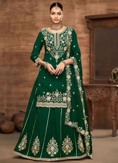 Green Color Readymade Lehenga Choli