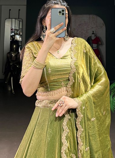 
                            Green Sangeet Fandy Lehenga Choli