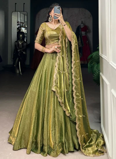 Green Sangeet Fandy Lehenga Choli