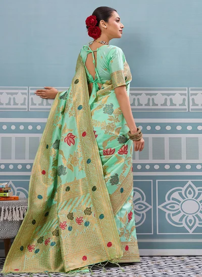 
                            Green Silk Festival Trendy Saree
