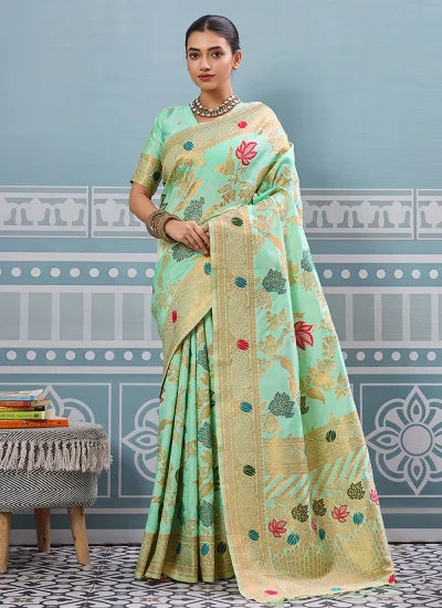Green Silk Festival Trendy Saree
