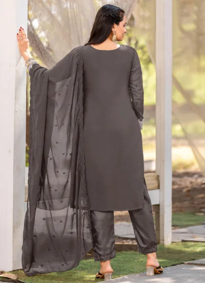 
                            Grey Embroidered Ceremonial Salwar Kameez