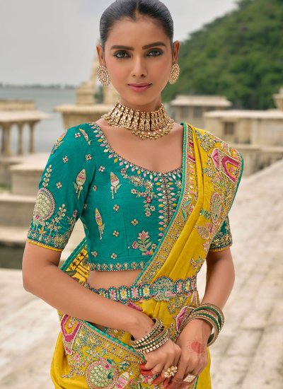 Gripping Mustard Contemporary Saree