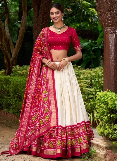 Hypnotic Patola Print Tussar Silk Trendy Lehenga Choli