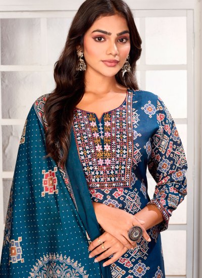 Ideal Print Multi Colour Chanderi Trendy Salwar Kameez 
                            Ideal Print Multi Colour Chanderi Trendy Salwar Kameez