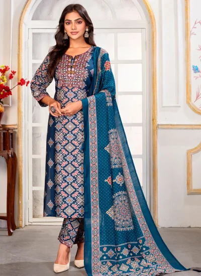Ideal Print Multi Colour Chanderi Trendy Salwar Kameez