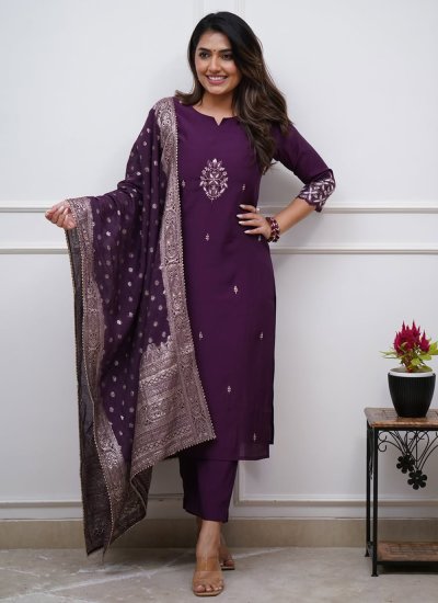Impeccable Chanderi Embroidered Pant Style Suit
