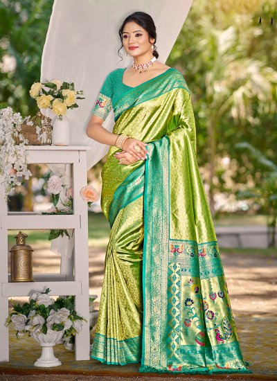 Impeccable Green Festival Trendy Saree