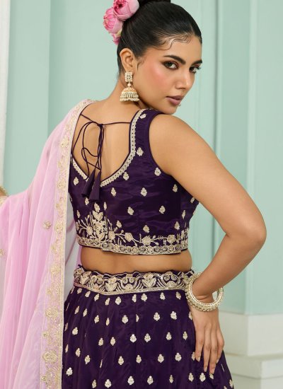 
                            Impeccable Purple Embroidered Designer Lehenga Choli