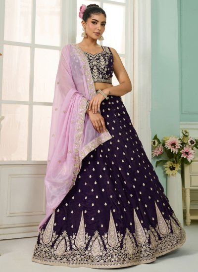 Impeccable Purple Embroidered Designer Lehenga Choli