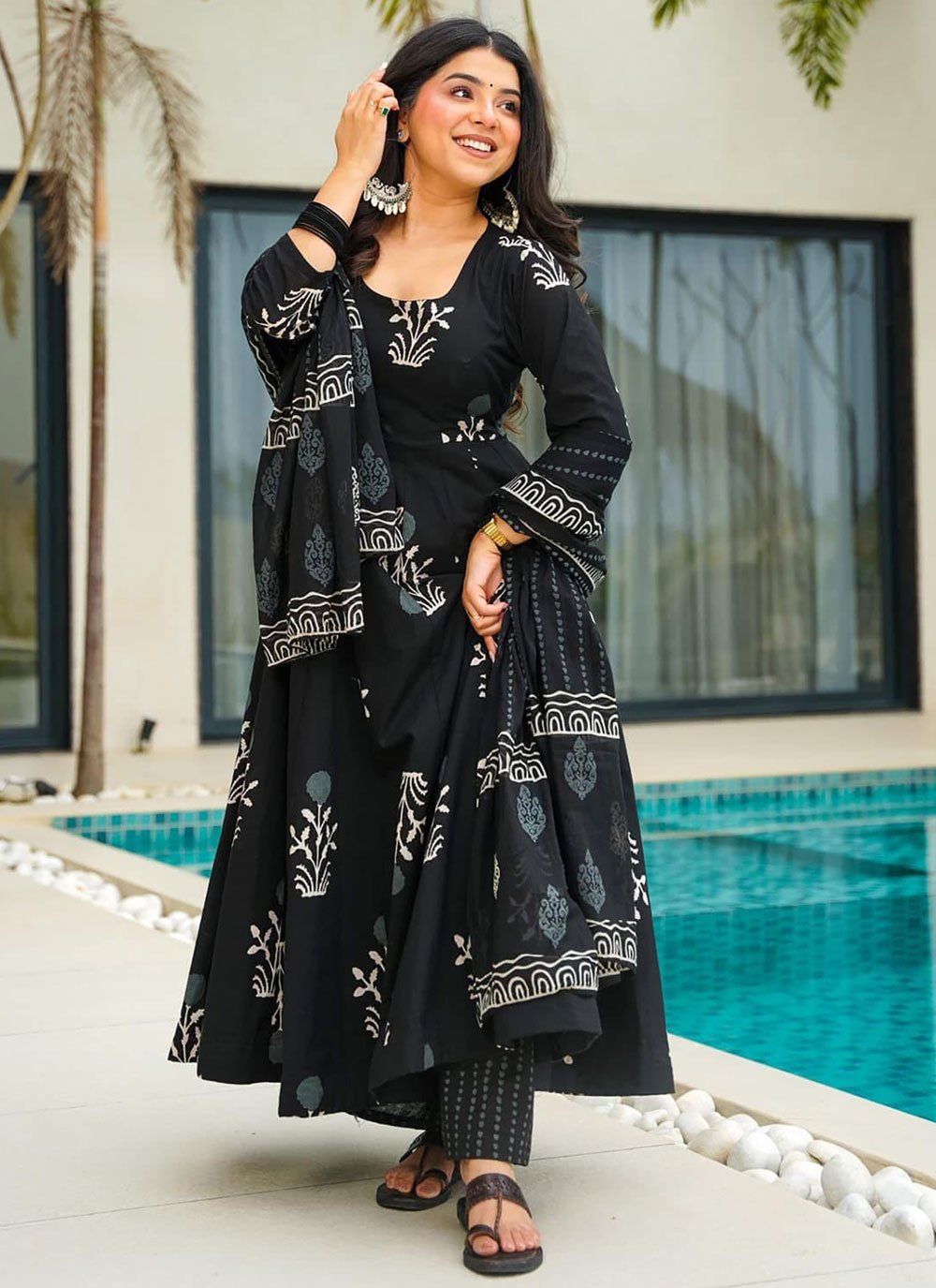 white christmas dresses Dual Tone Embroidered Cotton Salwar Kameez